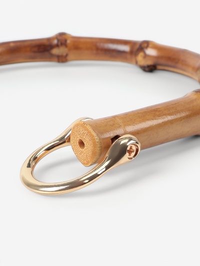 Ручка для сумки, бамбук, с полукольцами, 13.5×10.5 см, цвет бежевый/золотой