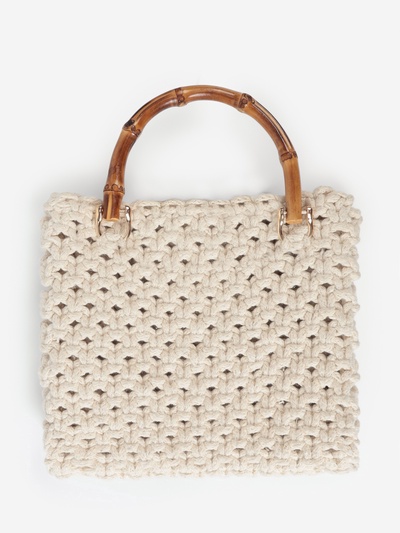 Ручка для сумки, бамбук, с полукольцами, 13.5×10.5 см, цвет бежевый/золотой