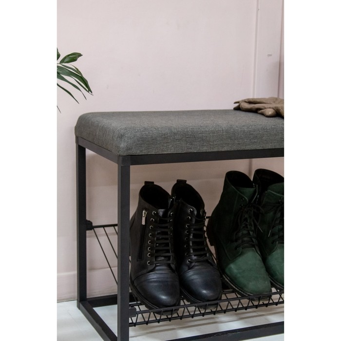Обувница пуф, 800х300х895, Черный муар/Ткань Текна 9 - фото 1907862918