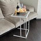 Стол придиванный Мини, 400х400х650, Белый муар/Метрополитан Грей - Фото 1