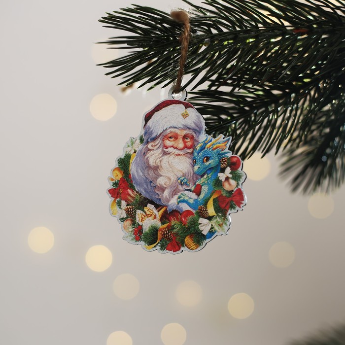 Декор новогодний «Дед мороз с драконом» 6,8 х 7,9 - Фото 1