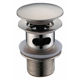 Донный клапан для раковины WasserKRAFT A073, Push-up, перелив, латунь, цвет никель