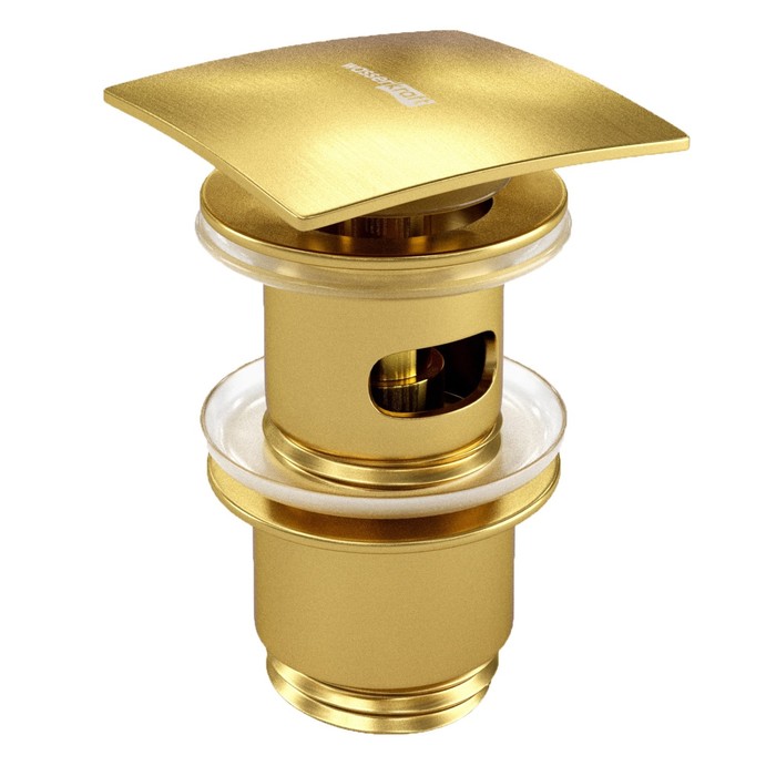 Донный клапан для раковины WasserKRAFT A165, Push-up, перелив, латунь, золото - Фото 1