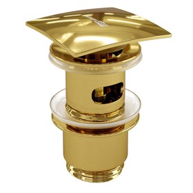 Донный клапан для раковины WasserKRAFT A168, Push-up, перелив, латунь, золото