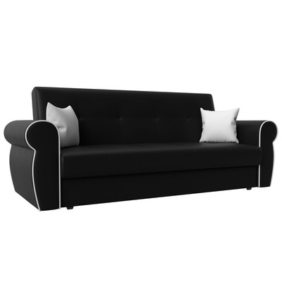 Прямой диван «Лига 019», механизм книжка, экокожа, цвет чёрный / белый