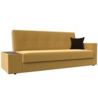 Прямой диван «Лига 020», книжка, стол слева, микровельвет, цвет жёлтый / коричневый - Фото 1