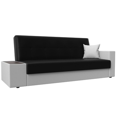 Прямой диван «Лига 020», механизм книжка, стол слева, экокожа, цвет чёрный / белый