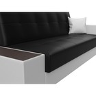Прямой диван «Лига 020», механизм книжка, стол слева, экокожа, цвет чёрный / белый - Фото 4