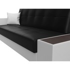 Прямой диван «Лига 020», механизм книжка, стол справа, экокожа, цвет чёрный / белый - Фото 4