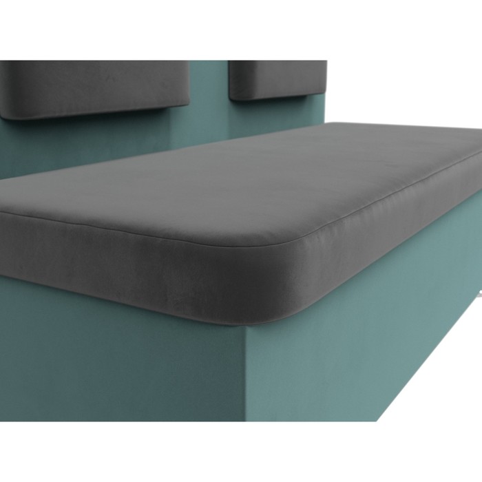 Кухонный диван «Маккон», 2-х местный, велюр, цвет серый / бирюзовый - фото 1907863019