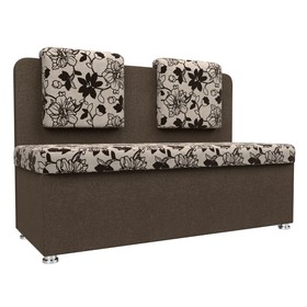 Кухонный диван «Маккон», 2-х местный, рогожка, цвет цветы / коричневый