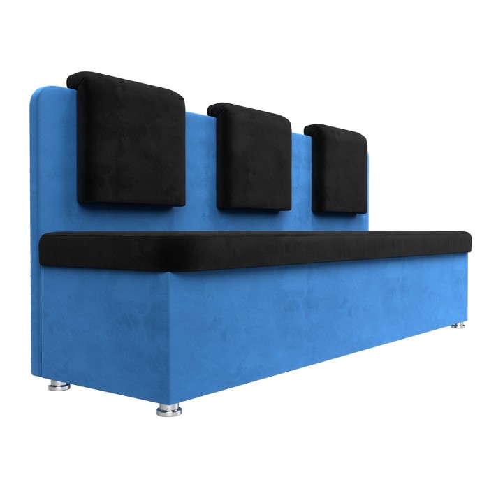 Кухонный диван «Маккон», 3-х местный, велюр, цвет чёрный / голубой - фото 1907863153