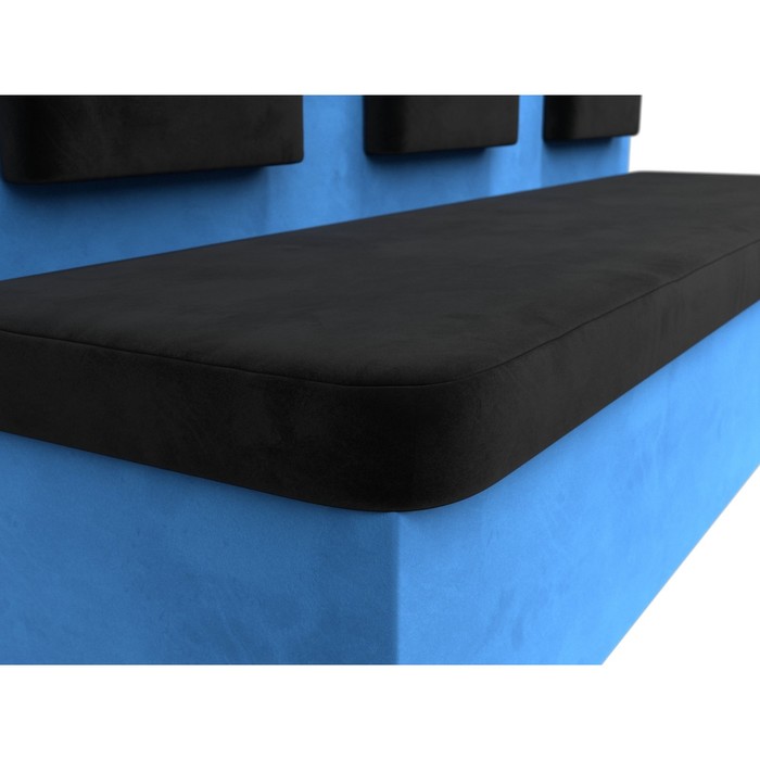 Кухонный диван «Маккон», 3-х местный, велюр, цвет чёрный / голубой - фото 1926836694