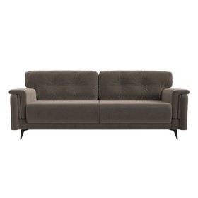 Прямой диван «Оксфорд», механизм пантограф, велюр, цвет коричневый