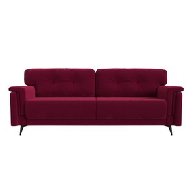 Прямой диван «Оксфорд», механизм пантограф, микровельвет, цвет бордовый