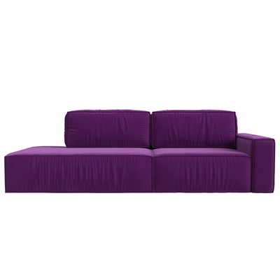 Прямой диван «Прага модерн», еврокнижка, подлокотник справа, микровельвет, фиолетовый