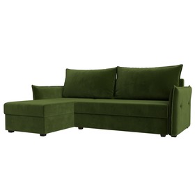 Угловой диван «Лига 004», механизм еврокнижка, левый угол, микровельвет, цвет зелёный