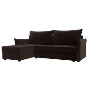 Угловой диван «Лига 004», механизм еврокнижка, левый угол, микровельвет, цвет коричневый