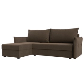 Угловой диван «Лига 004», механизм еврокнижка, левый угол, рогожка, цвет коричневый