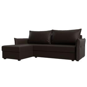 Угловой диван «Лига 004», механизм еврокнижка, левый угол, экокожа, цвет коричневый