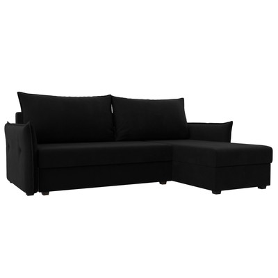 Угловой диван «Лига 004», механизм еврокнижка, правый угол, микровельвет, цвет чёрный