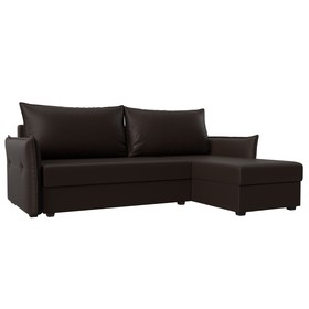 Угловой диван «Лига 004», механизм еврокнижка, правый угол, экокожа, цвет коричневый