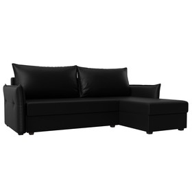 Угловой диван «Лига 004», механизм еврокнижка, правый угол, экокожа, цвет чёрный