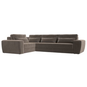Угловой диван «Лига 008 Long», механизм еврокнижка, левый угол, велюр, цвет коричневый