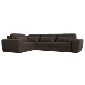 Угловой диван «Лига 008 Long», механизм еврокнижка, левый угол, рогожка, цвет коричневый