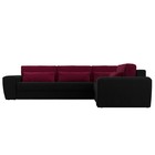 Угловой диван «Лига 008 Long», еврокнижка, правый угол, микровельвет, чёрный / бордовый - Фото 2
