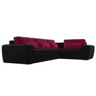 Угловой диван «Лига 008 Long», еврокнижка, правый угол, микровельвет, чёрный / бордовый - Фото 4