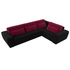 Угловой диван «Лига 008 Long», еврокнижка, правый угол, микровельвет, чёрный / бордовый - Фото 6