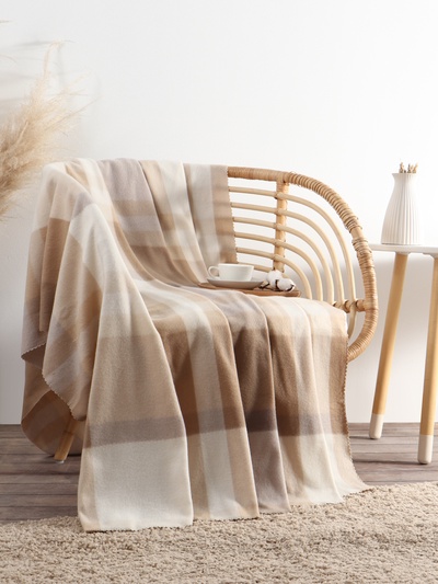 Плед «Экономь и Я. Клетка», 75×100 см, флис, бежевый