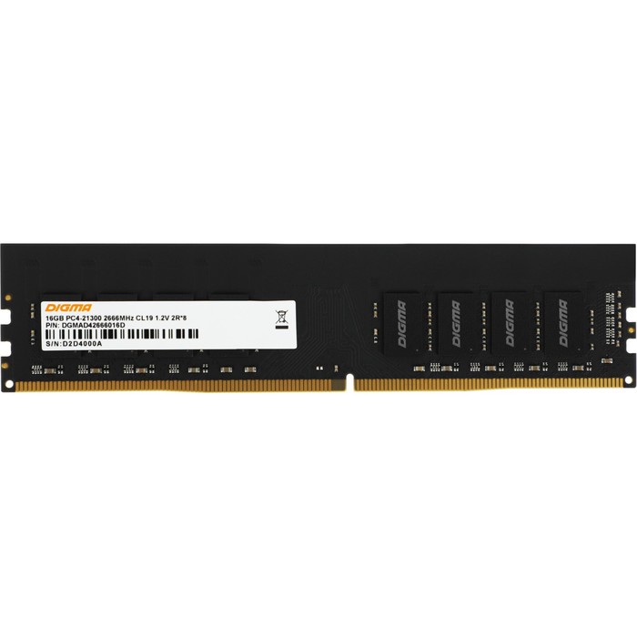 Память DDR4 16GB 2666MHz Digma DGMAD42666016D RTL PC4-21300 CL19 DIMM 288-pin 1.2В dual rank   10044 - Фото 1