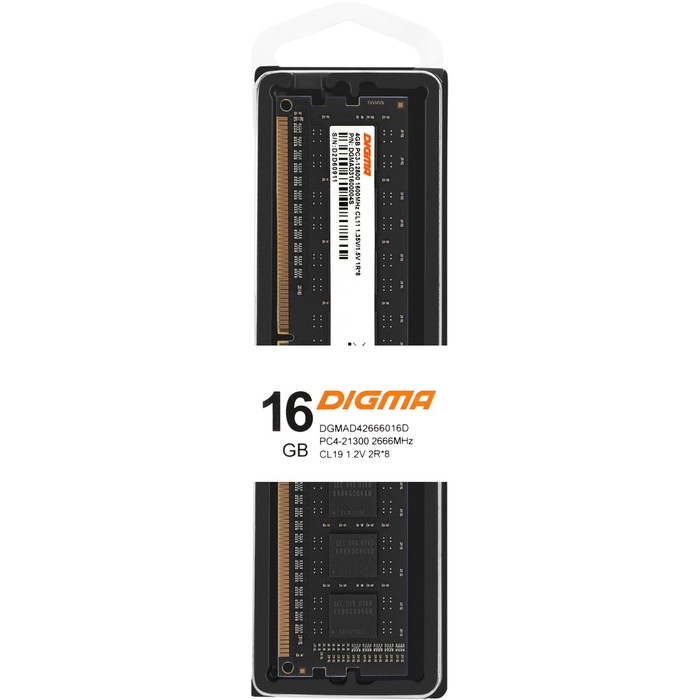 Память DDR4 16GB 2666MHz Digma DGMAD42666016D RTL PC4-21300 CL19 DIMM 288-pin 1.2В dual rank   10044 - фото 51440852