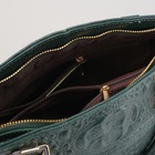 Сумка женская "Рептилия", 1 отдел с перегородкой, 2 наружных кармана, длинный ремень, зеленая - Фото 2