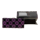 Кошелёк женский "Цветы", 5 отделов, 1 отдел на рамке, отдел для карт, чёрный/фиолетовый - Фото 1