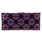 Кошелёк женский "Цветы", 5 отделов, 1 отдел на рамке, отдел для карт, чёрный/фиолетовый - Фото 3