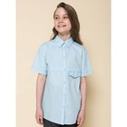 Блузка для девочек, рост 122 см, цвет голубой - Фото 1