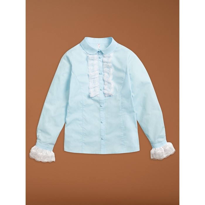 Блузка для девочек, рост 128 см, цвет голубой - Фото 1