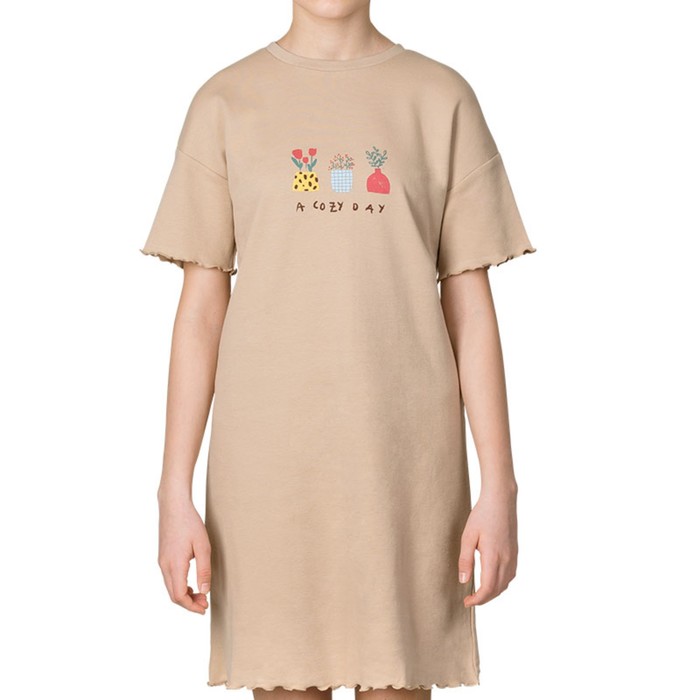 Ночная сорочка для девочек, рост 86 см, цвет бежевый