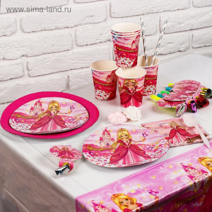 Набор бумажной посуды «Праздник принцессы», на 6 персон - Фото 1