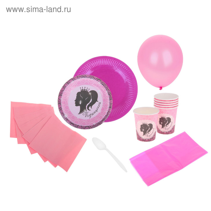 Набор бумажной посуды "Принцесса" на 6 персон - Фото 1