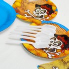 Набор бумажной посуды «Пират», 6 стаканов, 6 тарелок, 6 салфеток, 6 дудок, 6 ложек, скатерть - Фото 3