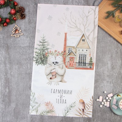 Полотенце новогоднее «Этель» «Звери в городе» 40×73 см, 100% хлопок, саржа 190 г/м²