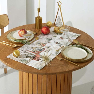 Дорожка на стол Этель «Звери в городе» 30×70 см, 100% хлопок, саржа 190 г/м², белая