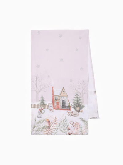 Дорожка новогодняя на стол «Этель» «Звери в городе» 40×147 ± 5 см, 100% хл, саржа 190 г/м²