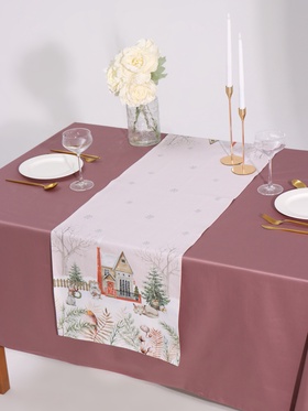 Дорожка новогодняя на стол «Этель» «Звери в городе» 40×147 ± 5 см, 100% хл, саржа 190 г/м²