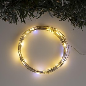 Гирлянда «Нить» 5 м роса, IP20, серебристая нить, 50 LED, свечение тёплое белое, мерцание белым, AAх3, УЦЕНКА 10085899