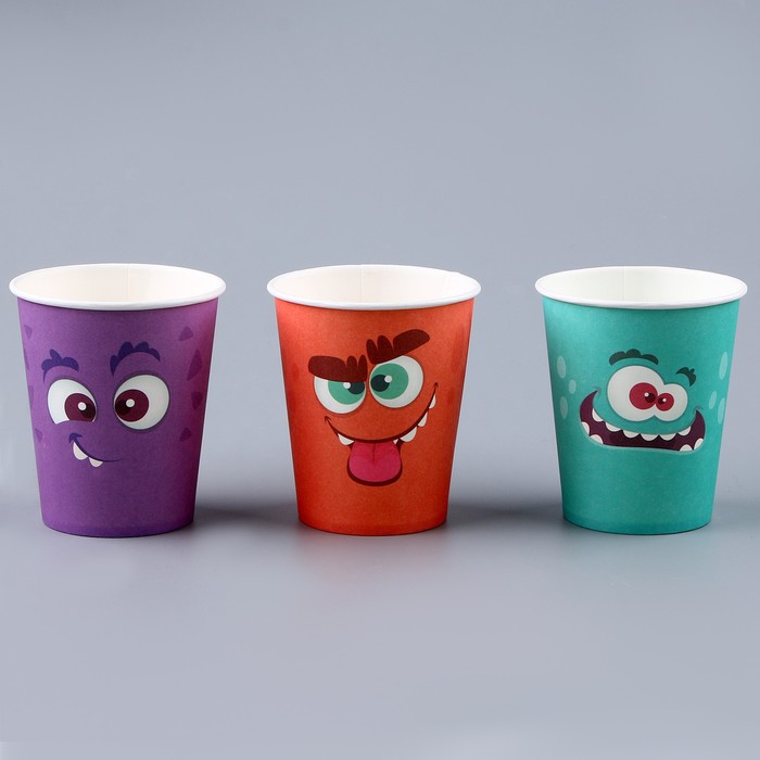 Стакан бумажный «Монстрики», 6 шт., 250 мл, МИКС 9826289